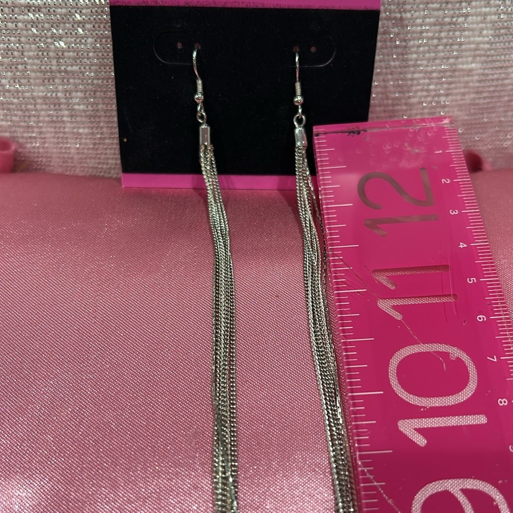Long Silver Chains Statement Earrings-Boutique